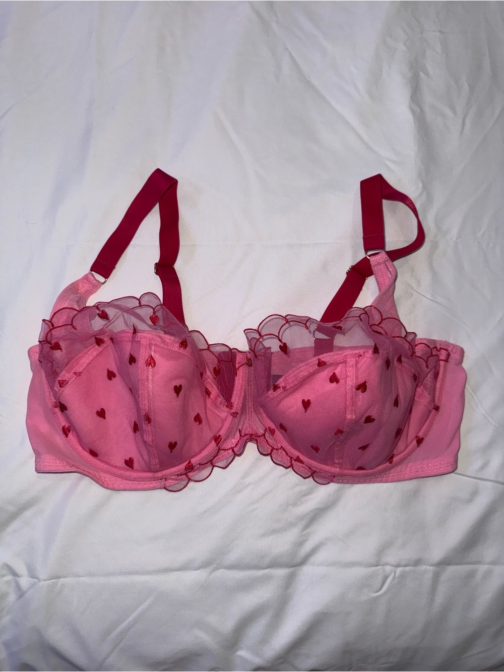 42DD Adore Me Pink Heart Mesh Underwire Bra - Women's Intimates